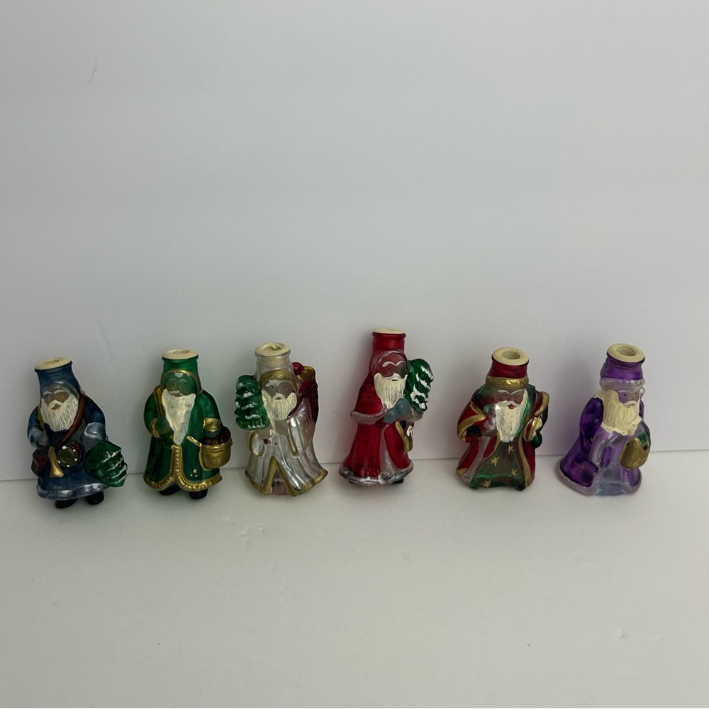 Vinatge St. Nicholas Santa Claus Frosted handblown glass light cover ornaments